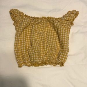 Brandy Melville Yellow Checkered Crop Top.